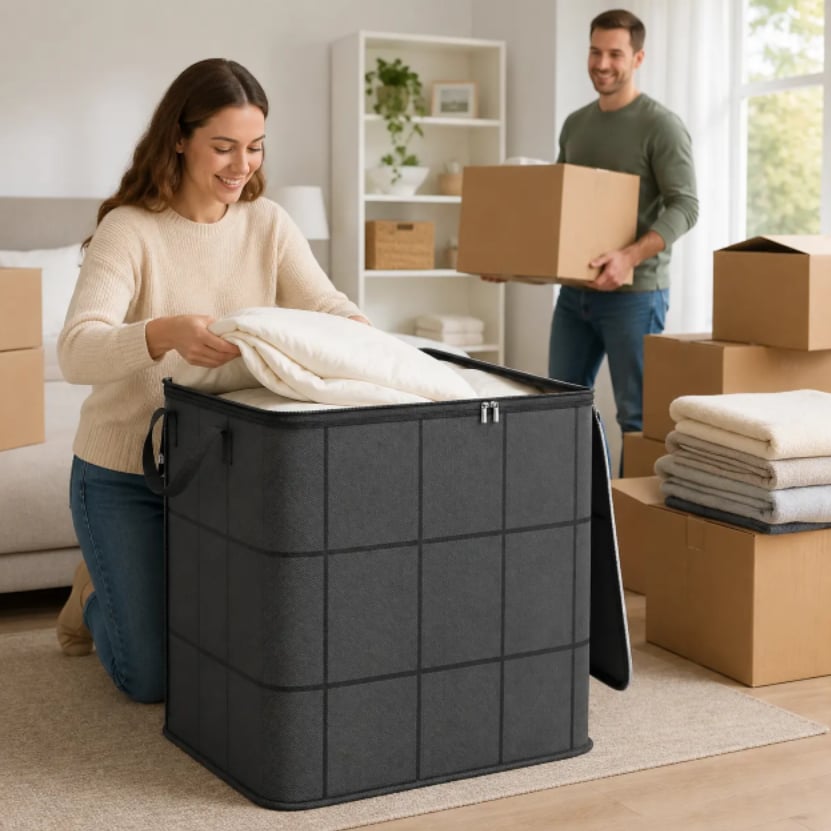 ⚡Hot Sales 50% OFF | Extra Large Capacity Storage Bag – Heavy Duty Zippered Organizer Bin for Quilts, Blankets, Clothing, Toys & Moving Supplies🏠❤