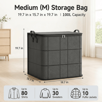 ⚡Hot Sales 50% OFF | Extra Large Capacity Storage Bag – Heavy Duty Zippered Organizer Bin for Quilts, Blankets, Clothing, Toys & Moving Supplies🏠❤