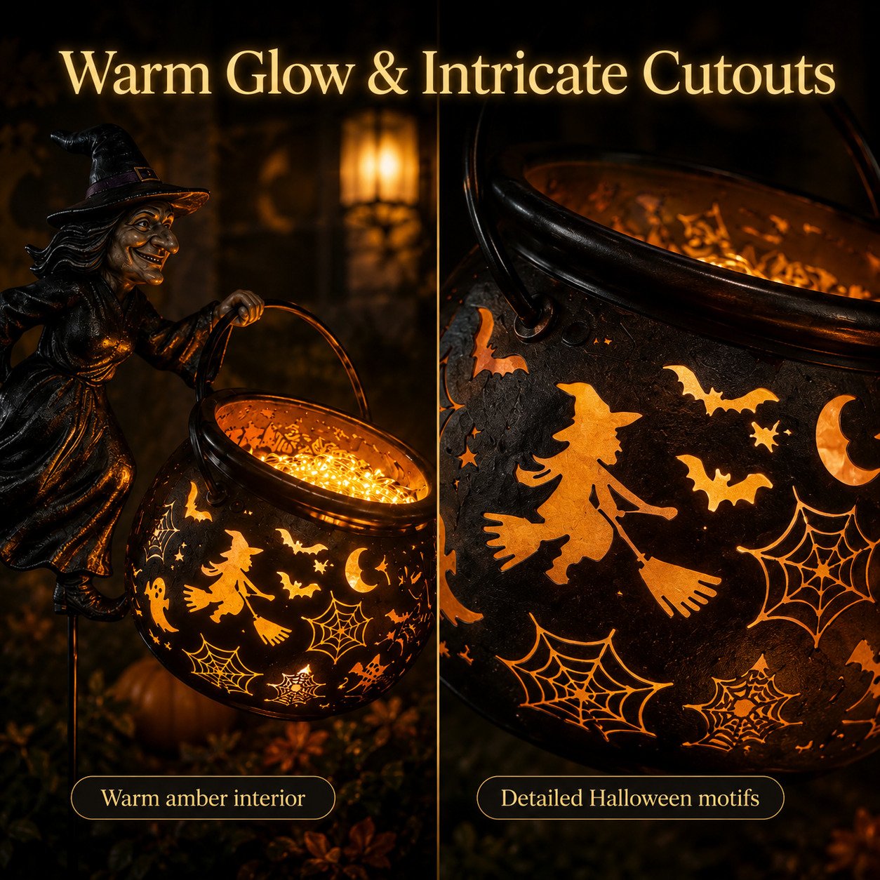Halloween Witch Cauldron Projection Garden Light – Magical Outdoor Halloween Yard Decoration